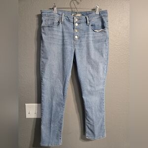 Levis Classic Mid Rise Skinny Lightwash Buttonfly Jeans Size 16